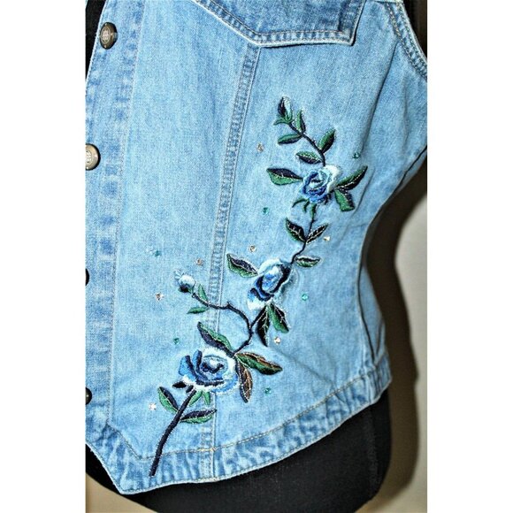 BILL BLASS JEANS embroidered vest M - Picture 5 of 8